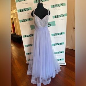 La Femme Light Periwinkle Beaded Dress